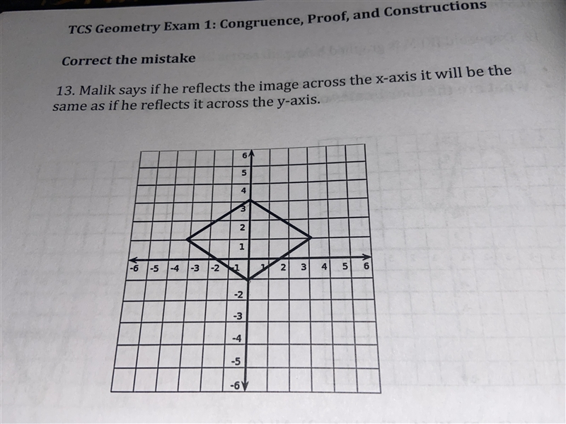 GEOMETRY HELP!!!!!!!! Why is he wrong?-example-1