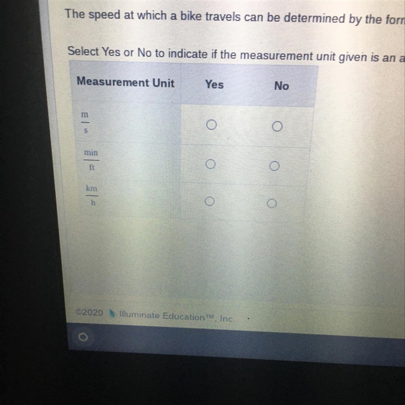 The speed at which a bike travels can be determined by the formula s=d/t, where S-example-1