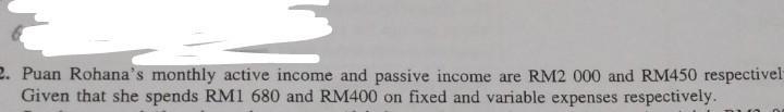 1.Calculate Puan Rohana's monthly cash flow 2. If the total expenses increase by 40%, discuss-example-1