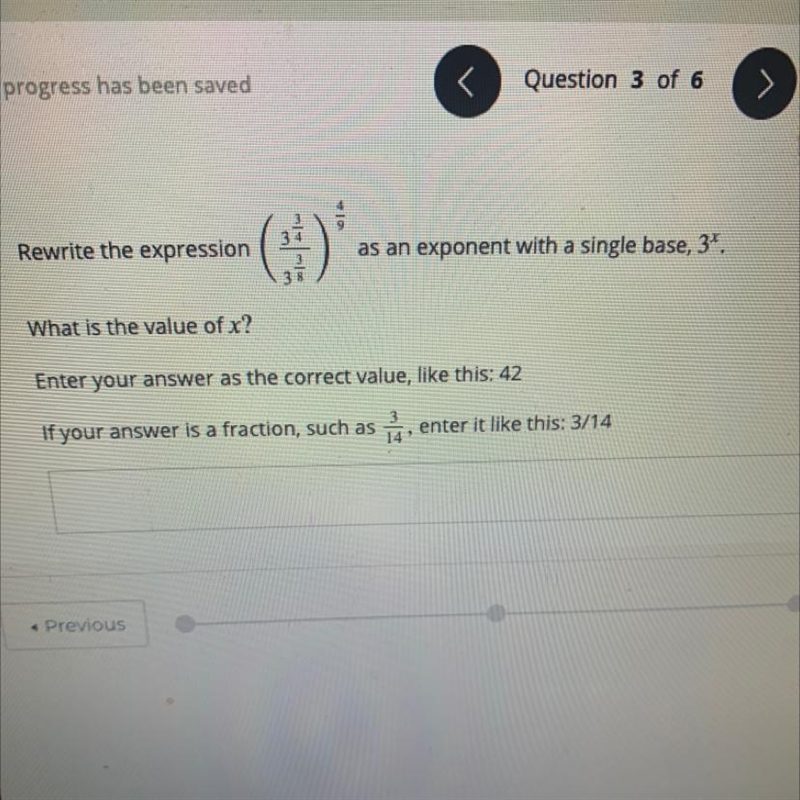 Please tell me what the value of x would be (it has to be a fraction)-example-1