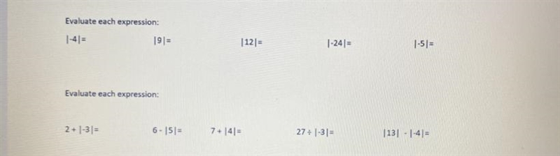 Someone help !! These are Absolute values & integers !!-example-1