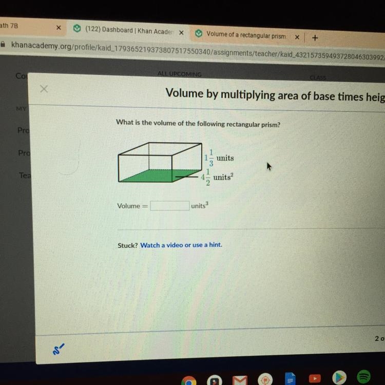 What is the volume of the volume of the following rectangular prism-example-1