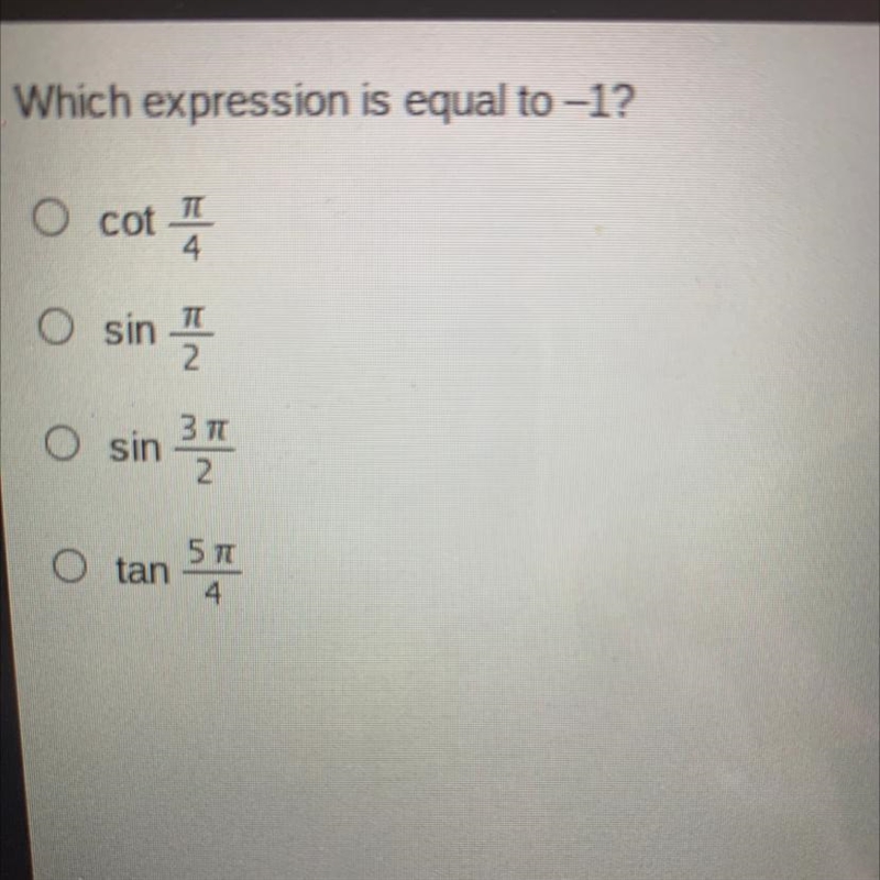 Which expression is equal to -1?-example-1