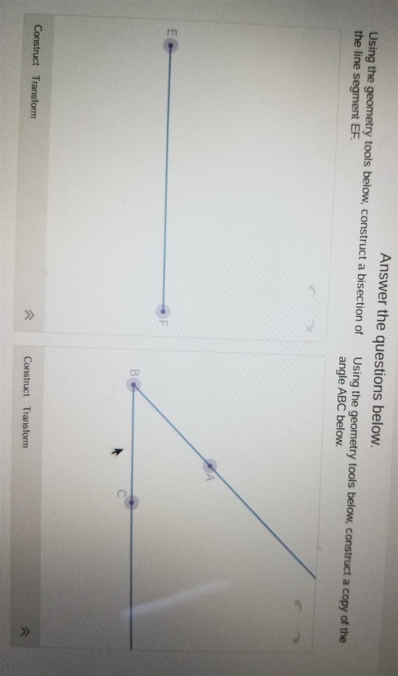 HELP!!! 1. Using the geometry tools below, construct a bisection of the line segment-example-1