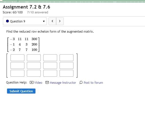 Find the reduced row echelon form of the augmented matrix-example-1