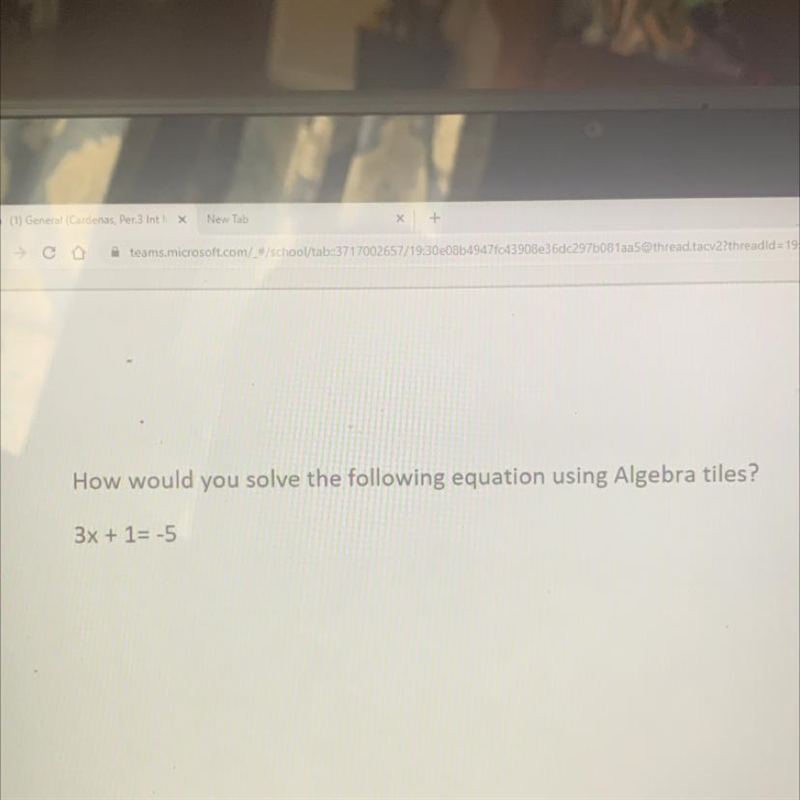 How would you solve the following equation using Algebra tiles? 3x + 1= -5/ ANSWRR-example-1