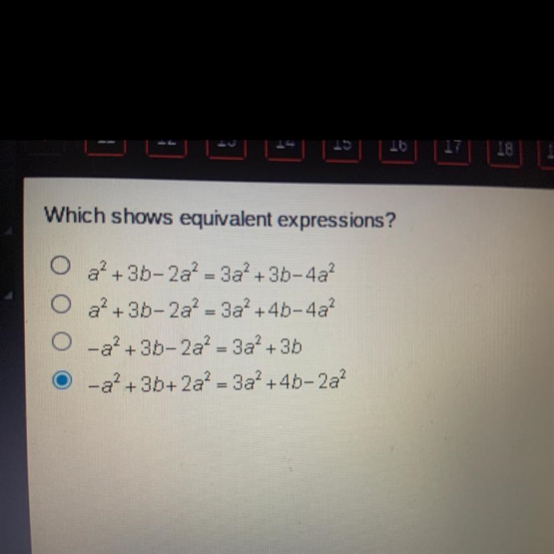 Which shows equivalent expressions?-example-1