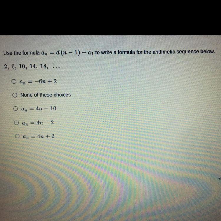 Use the formula an = d (n − 1) + aj to write a formula for the arithmetic sequence-example-1