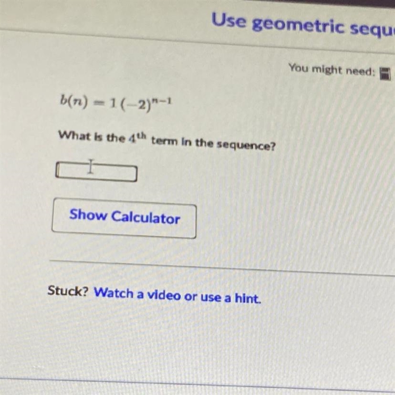 B(n)=1 (-2) n-1 what is the fourth term-example-1