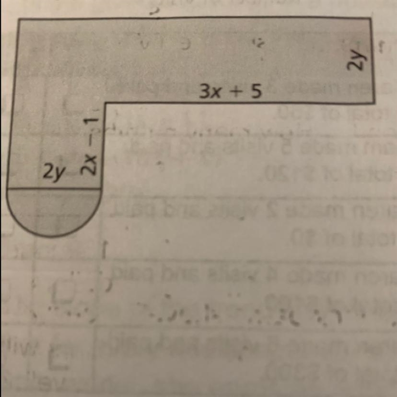 The perimeter of the patio shown below is 120 feet. Develop a formula to find y in-example-1