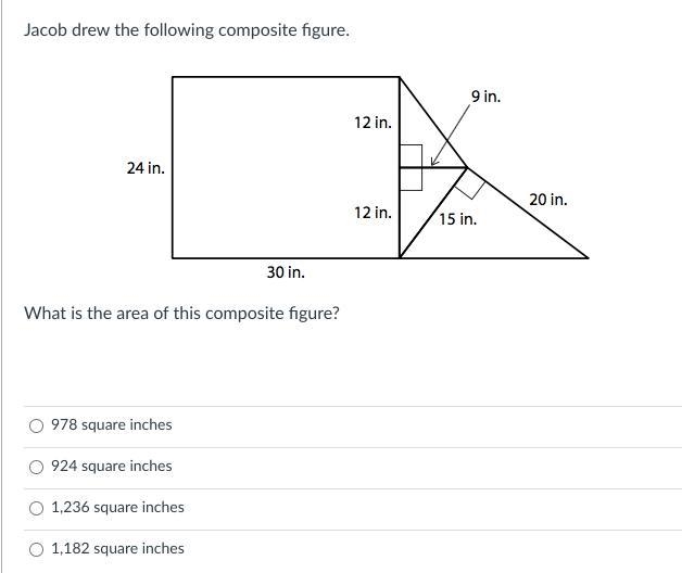 Jacob drew the following composite figure. What is the area of this composite figure-example-1