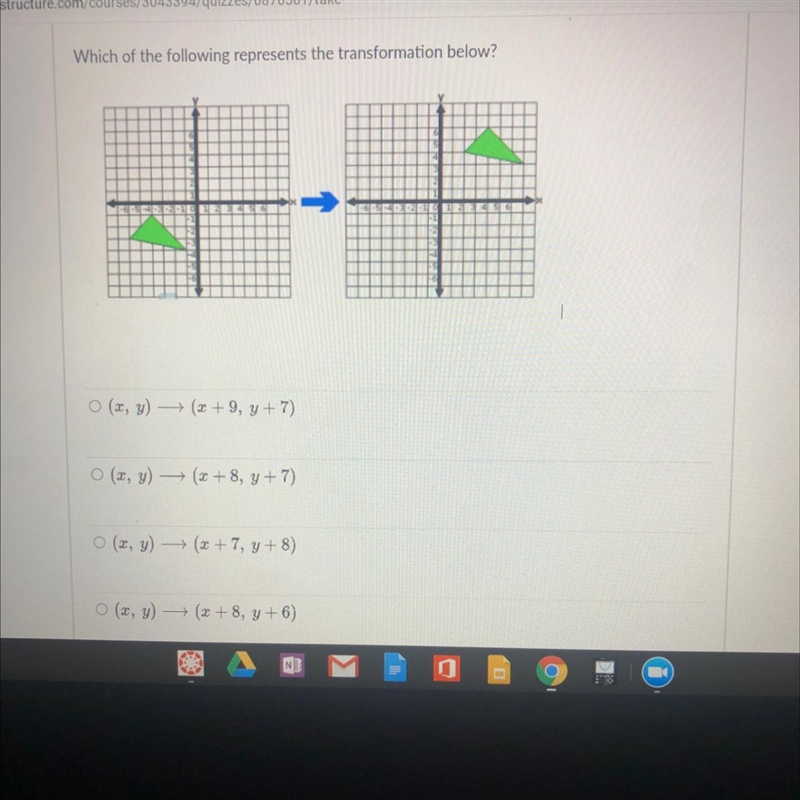 Which of the following represents the transformation below? A (x, y) (x +9, y+7) B-example-1