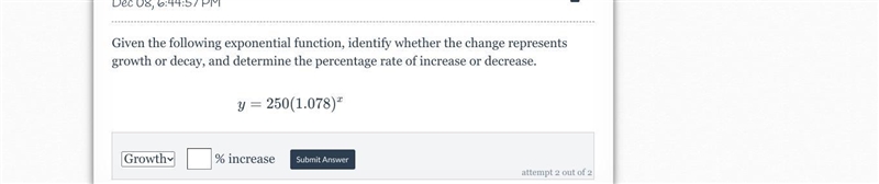 What is the percentage? and is it growth or decay-example-1