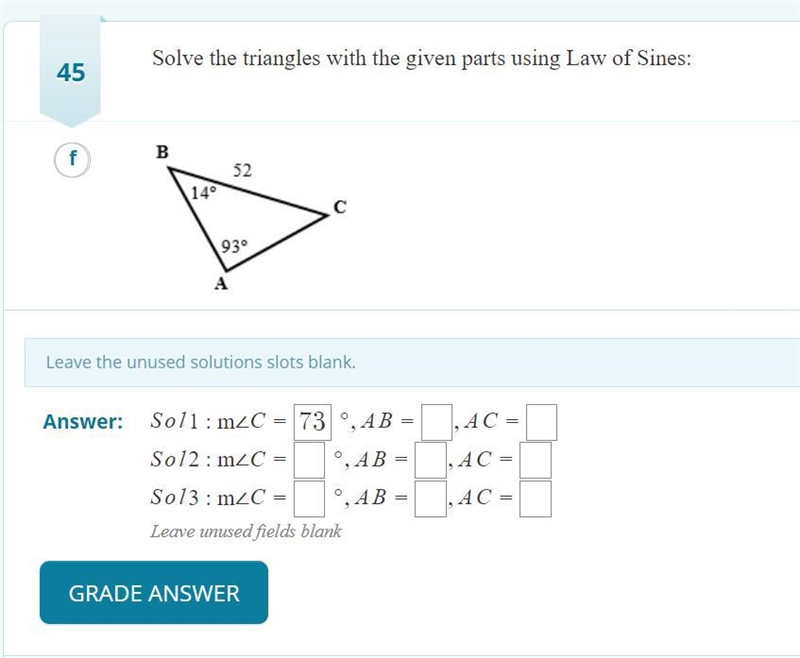 Solve the triangle with the law of sines-example-1