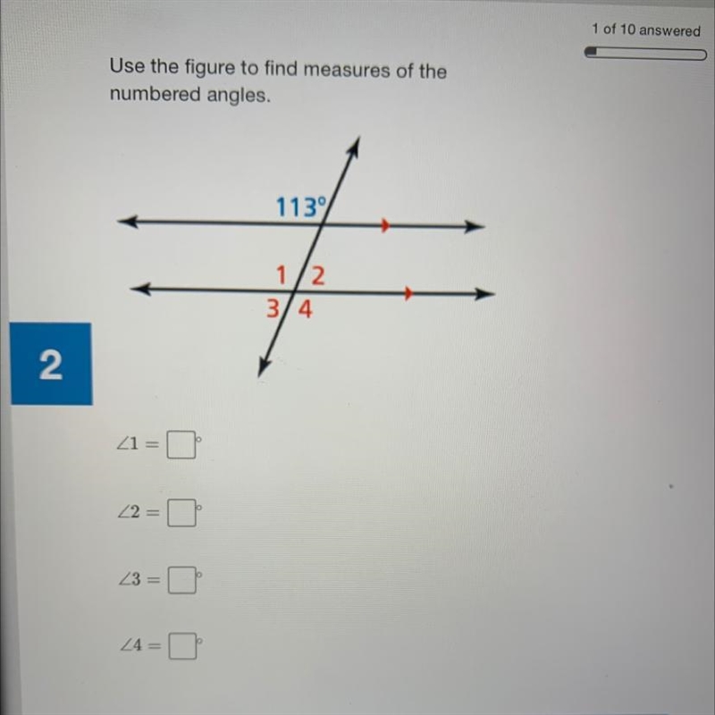 Use the figure to find measures of the numbered angles-example-1