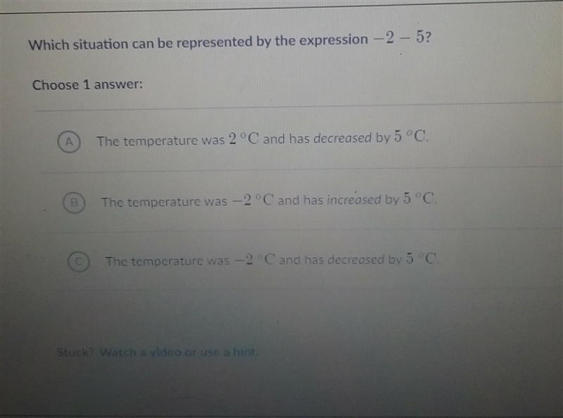 Which situation can be represented by the expression - 2 - 5​-example-1