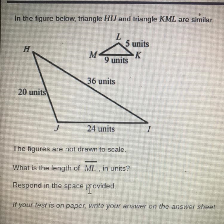 What is the length of ML, in units?-example-1