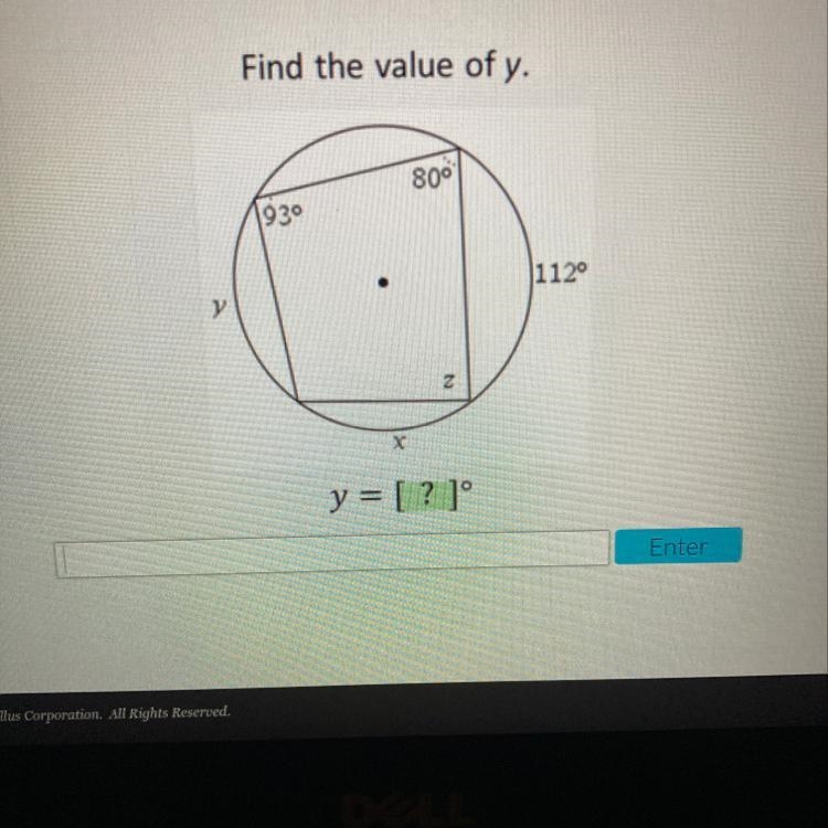 Find the value of y. 80 93 112 y Z X y=[ ? 1°-example-1