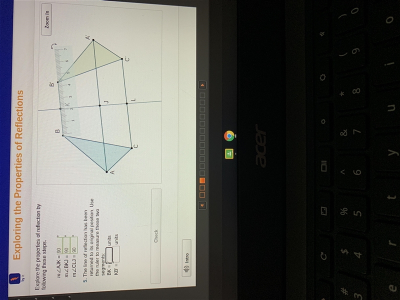 The line of reflection has been returned to it’s original position. Use the ruler-example-1