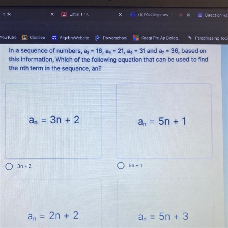 In a sequence of numbers, a, = 16, a. = 21, a. = 31 and a, = 36, based on this information-example-1