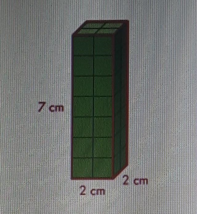 What is the volume of this rectangular prism? O A. 11 cm3 O B. 56 cm3 O C. 64 cm O-example-1