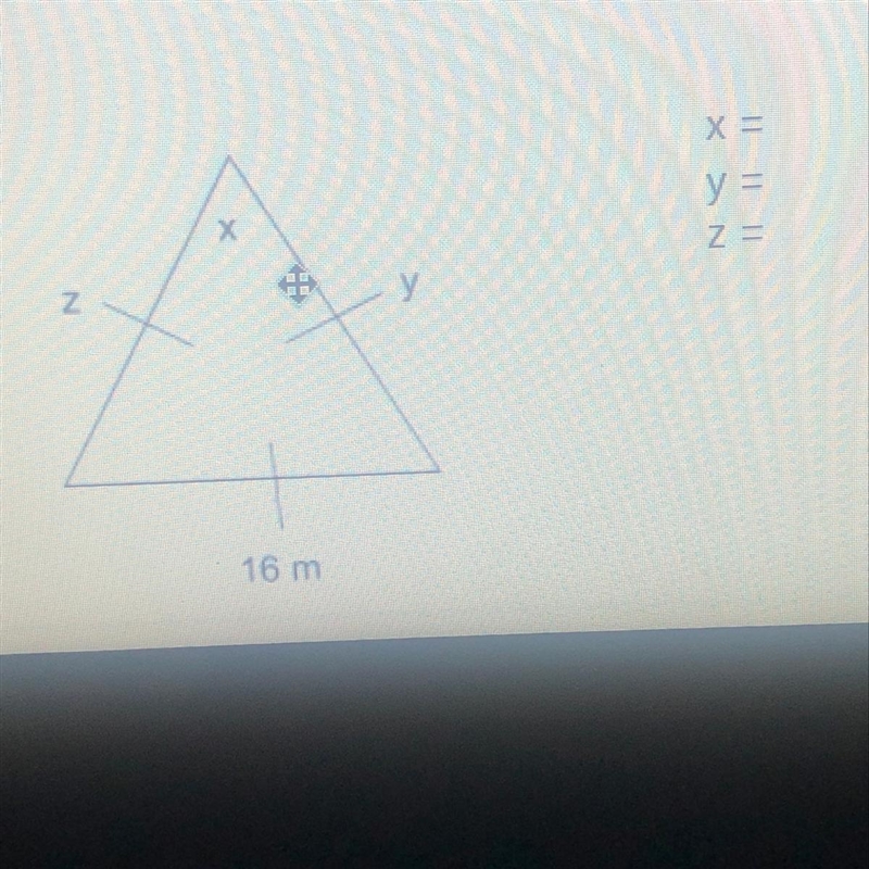 Find the missing angle for the equilateral triangle below .-example-1