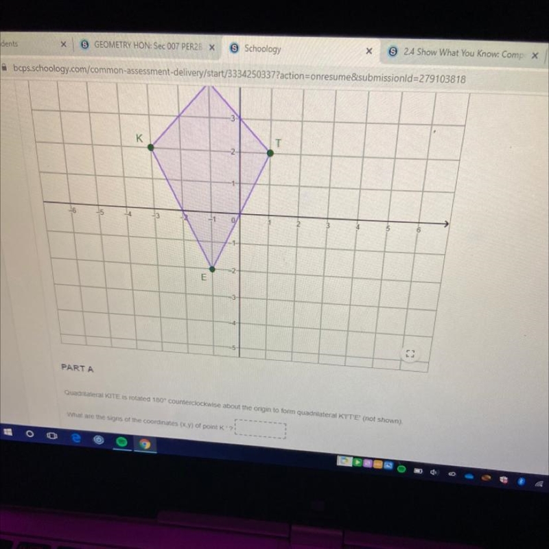 What are the signs of the coordinates (x,y) of point k? pls help-example-1