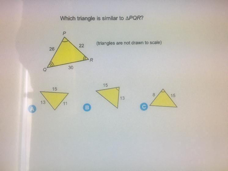 Which triangle is similar to PQR?-example-1