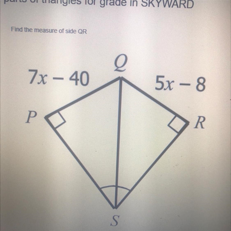 Find the measure of side QR-example-1