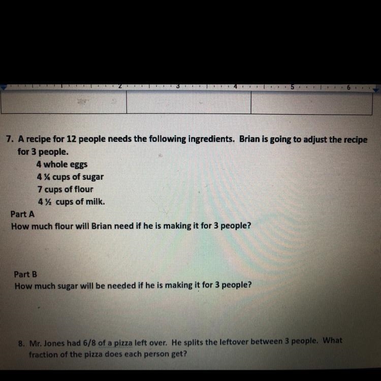 7. A recipe for 12 people needs the following ingredients. Brian is going to adjust-example-1