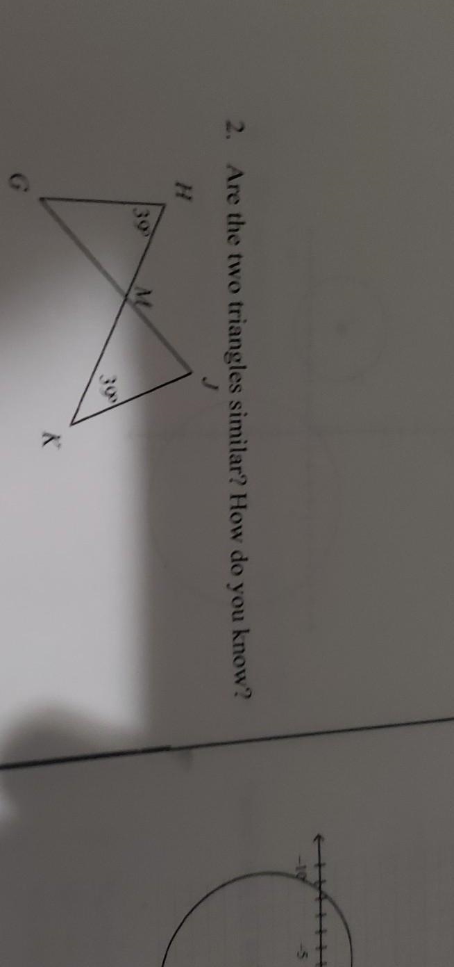 Are the two triangles similar? how do you know​-example-1