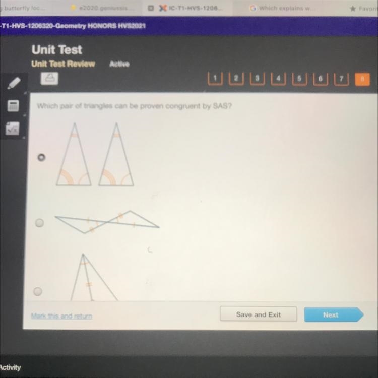 Which pair of triangles can be proven congruent by SAS? A-example-1