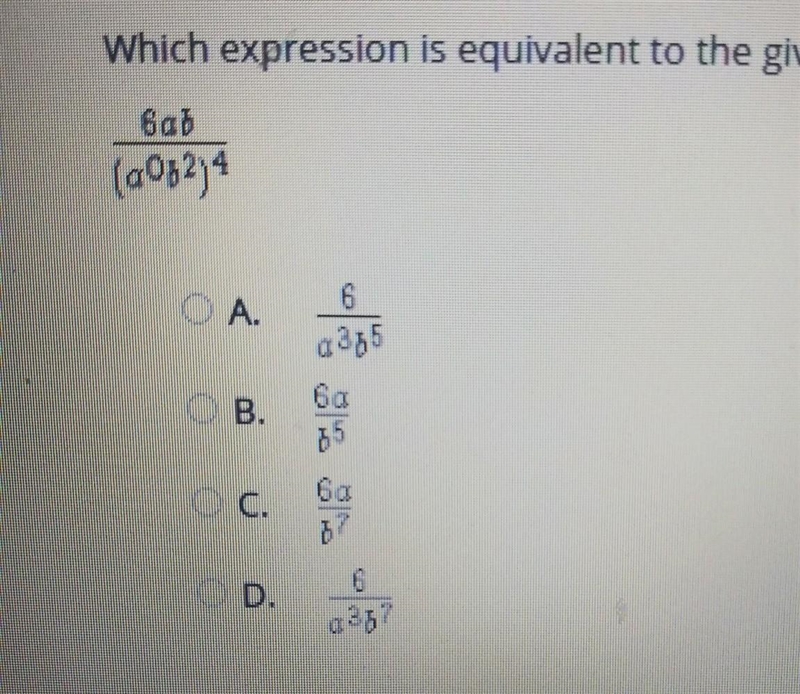 Which expression is equivalent to the given expression?​-example-1