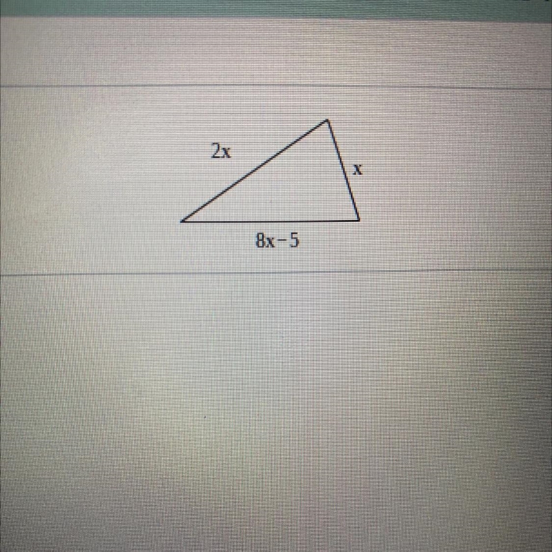 The perimeter of the triangle shown on the right is 369 feet. Find the length of each-example-1