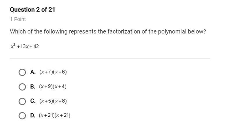 Which of the following represents the factorization of the polynomial below x^2+13x-example-1