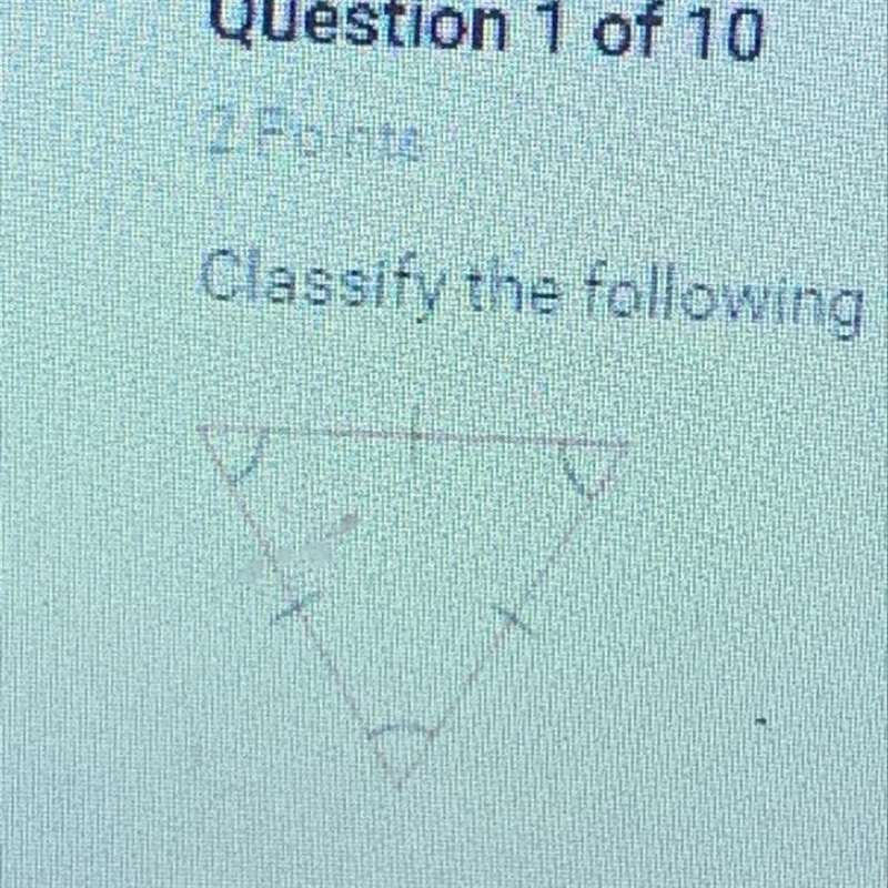 2 Points Classify the following triangle. Check all that apply. A. Scalene B. Isosceles-example-1