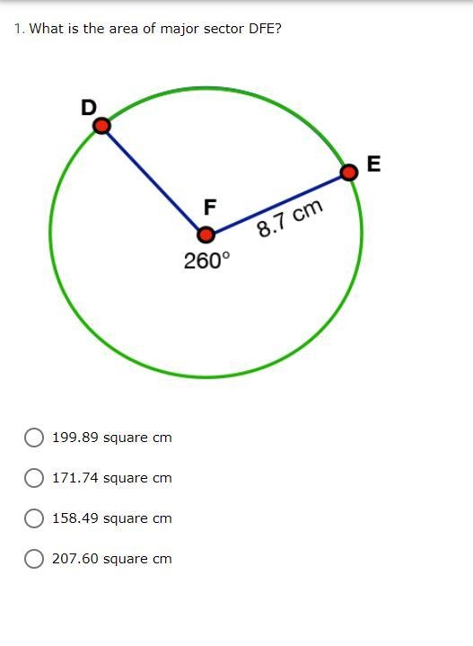 What is the area of major sector DFE?-example-1