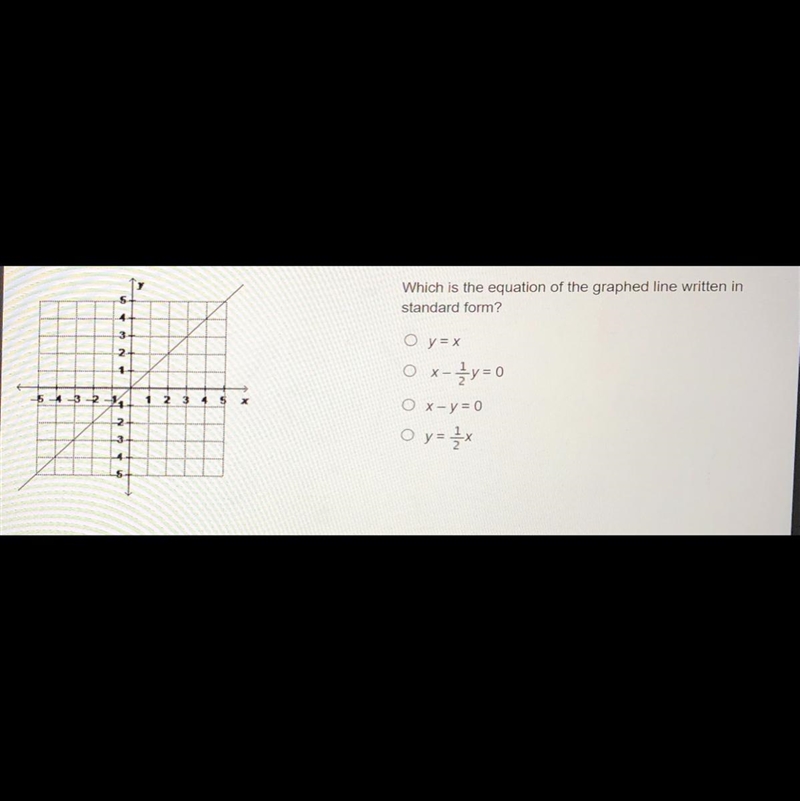 Which is the equation of the graphed line written in standard form?-example-1