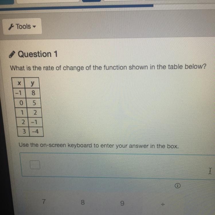 What is the rate of change of the function shown in the table below-example-1