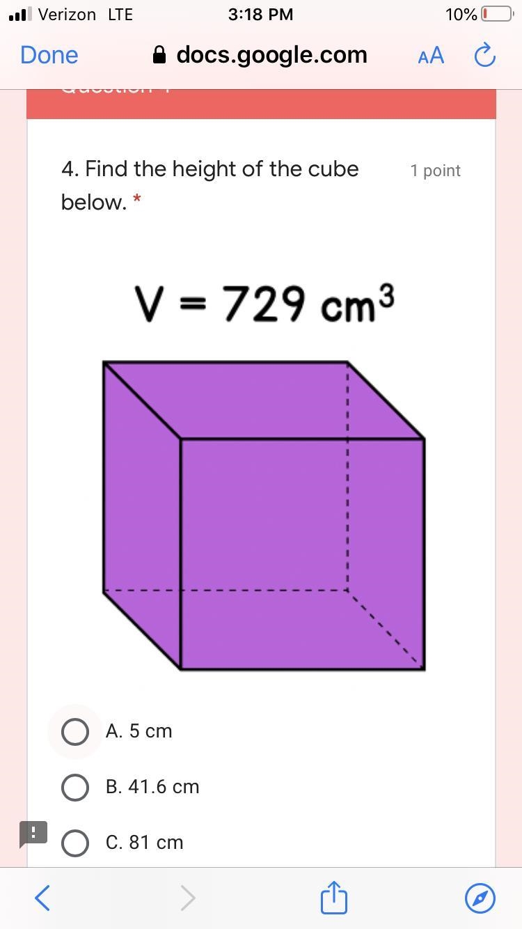 Find the height of the cube below.-example-1