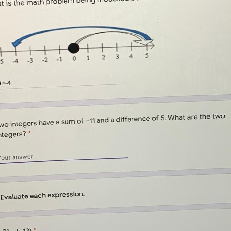 Two integers have a sum of -11 and a difference of 5. What are the two integers? (23 points-example-1