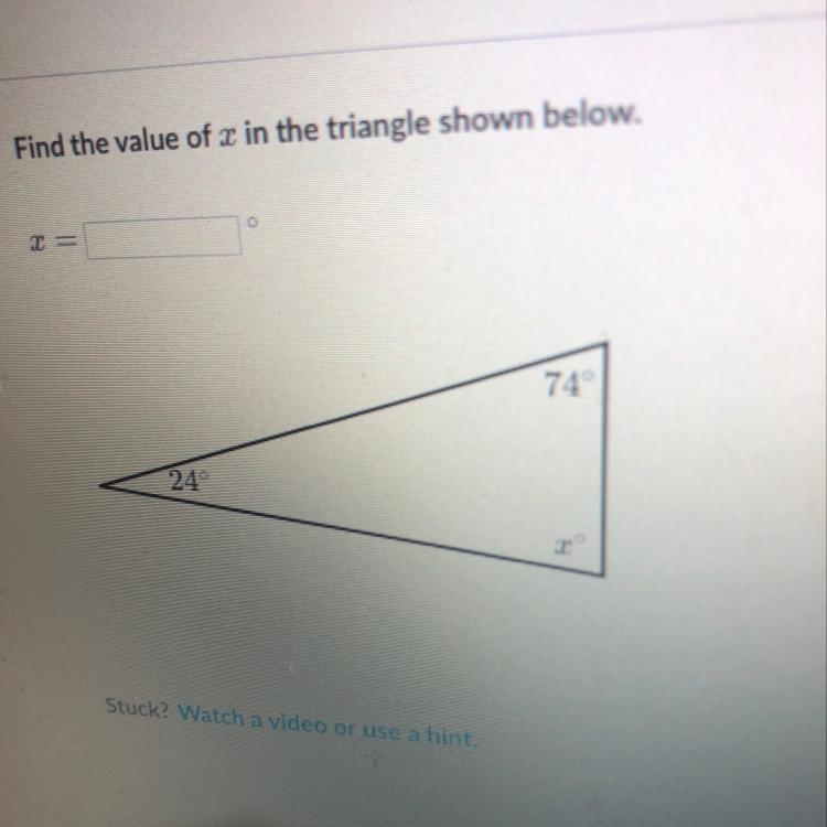 Find the value of x the triangle shown below-example-1