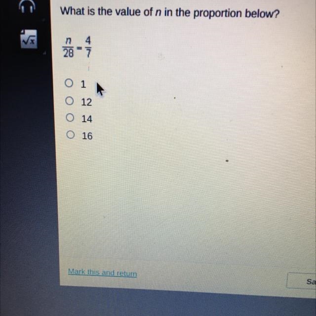 What is the value of n in the proportion below? 4 12 ОООО-example-1