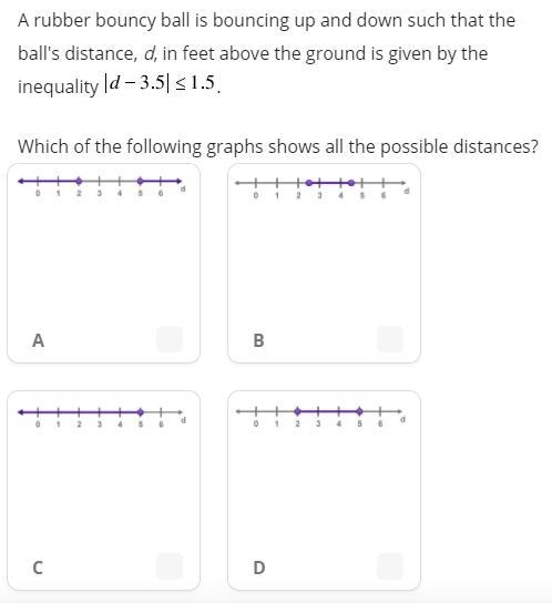 A rubber bouncy ball is bouncing up and down such that the ball's distance, d, in-example-1