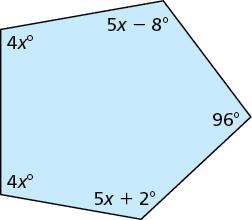 The sum of the angle measures of the polygon is 540°. Write and solve an equation-example-1