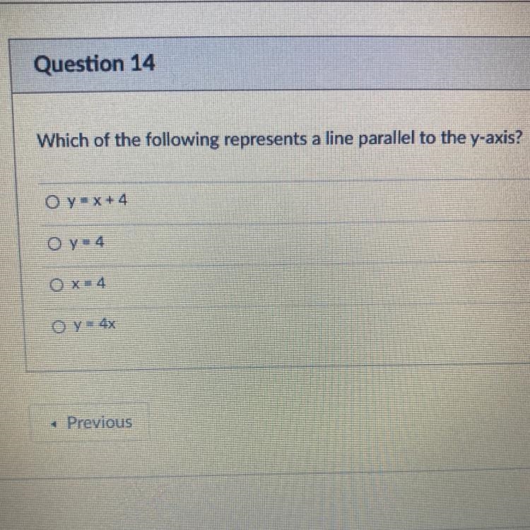 Which of the following represents a line parallel to the y-axis-example-1