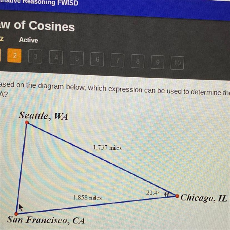 Based on the diagram below, which expression can be used to determine the distance-example-1