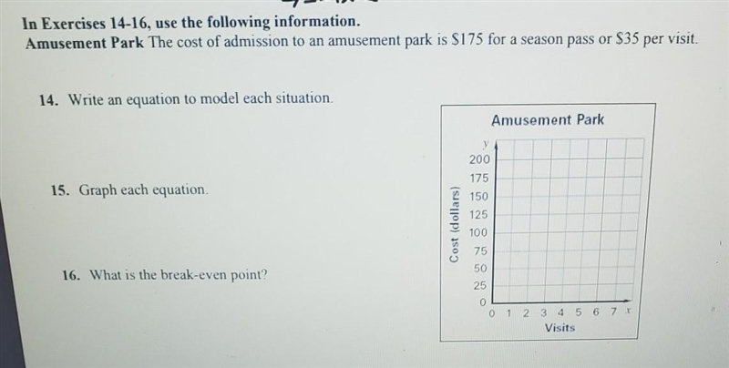 HELP QUICK!! The cost of admission to an amusement park is $175 for a season pass-example-1