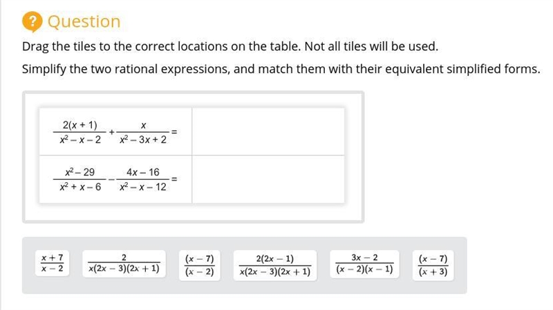 Simplifying two rational expressions, matching them with their equivalent simplified-example-1