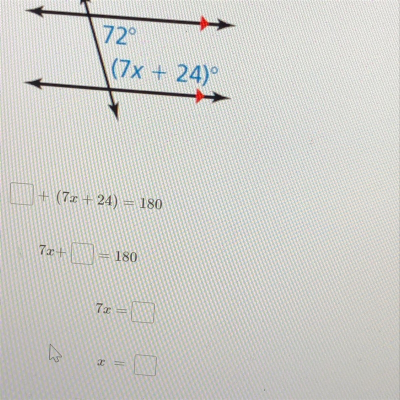 ? + (7x + 21) =180 7x+ ? = 180 7x = ? X= ?-example-1